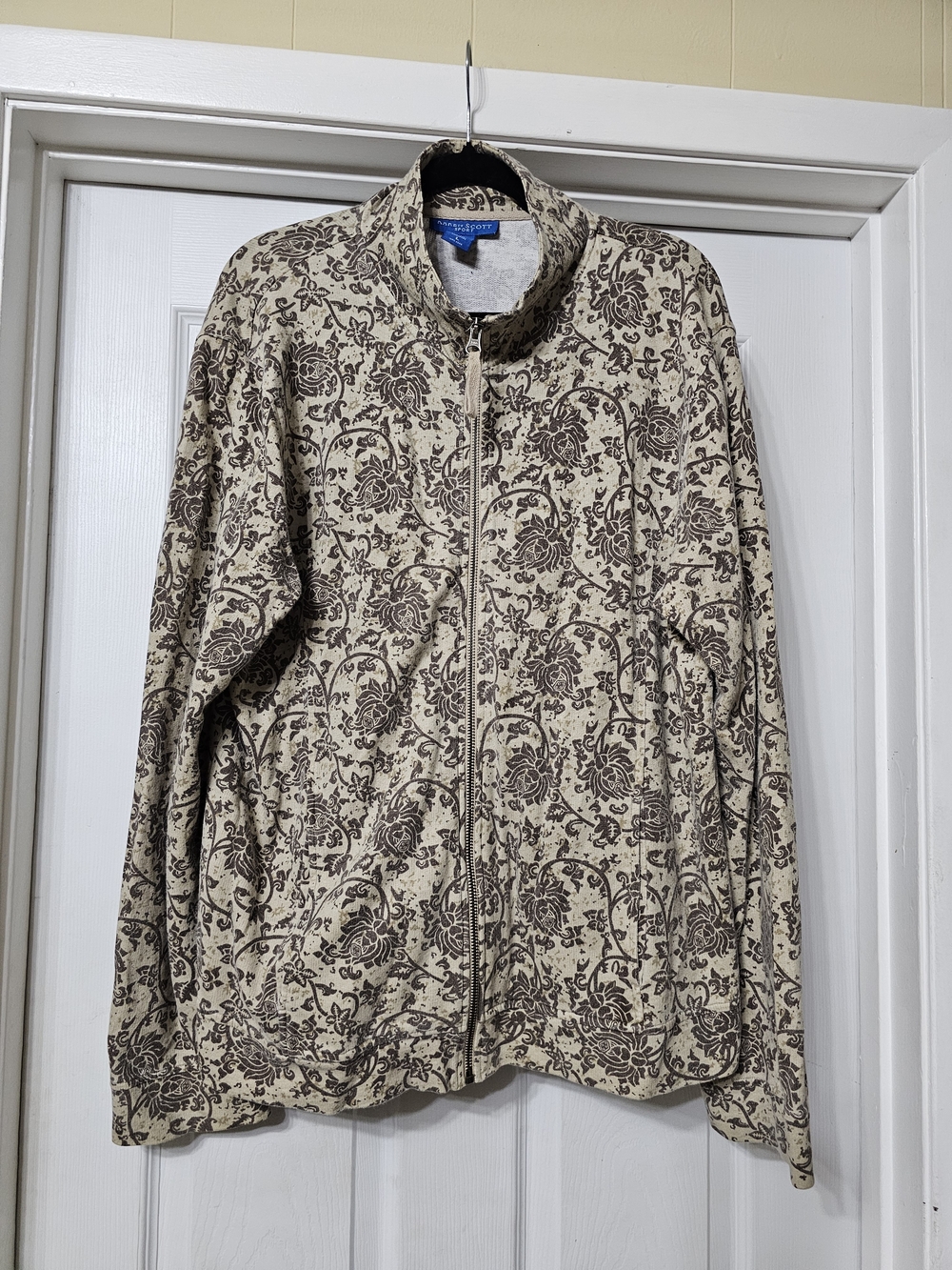 Kendra Scott Cream and Brown Floral Zip Jacket
